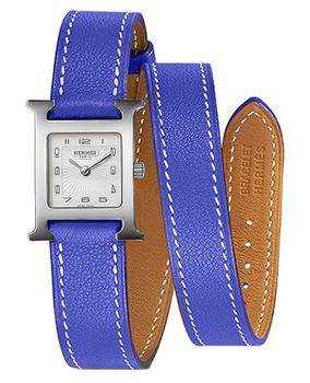 推荐Hermes H Hour 21mm Electric Blue Leather Women's Watch 038961WW00商品
