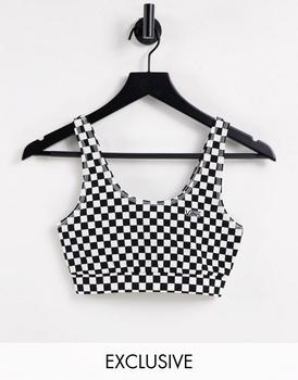 vans棋盘格价格, Vans | Vans Logo bralette in checkerboard Exclusive at ASOS商品图片 6.8折