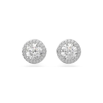 推荐Constella stud earrings round cut pave white rhodium plated商品