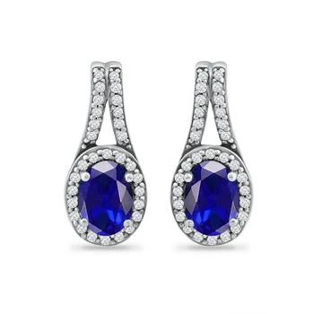 Giani Bernini | Simulated Blue Sapphire and Cubic Zirconia Halo Earrings,商家Macy's,价格¥210