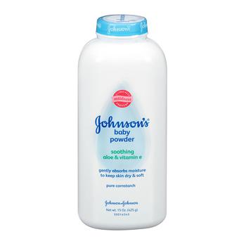 商品Johnson & Johnson Baby Powder Pure Cornstarch with Aloe & Vitamin E, 9 Oz图片