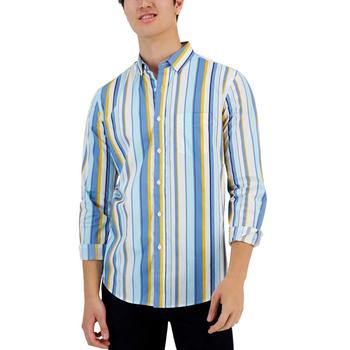 Club Room | Men's Benie Vertical Striped Long-Sleeve Button-Down Pocket Shirt, Created for Macy's商品图片,7折×额外8折, 额外八折