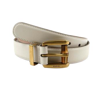 美国gucci皮带, Gucci | Gucci Women's Off White Leather Square Buckle Bamboo Detail Belt 339068 9022 (95 / 38)商品图片 7.4折