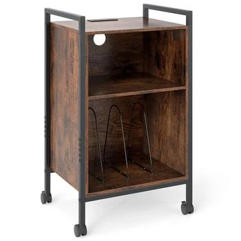 Hivvago | Mobile Record Player Stand with Power Outlet-Rustic Brown,商家Premium Outlets,价格¥891