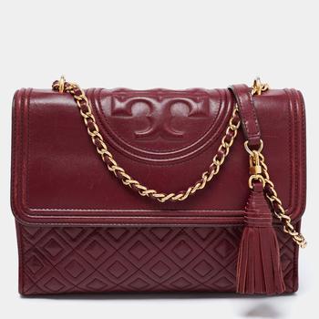 tory burch fleming, [二手商品] Tory Burch | Tory Burch Burgundy Quilted Leather Large Fleming Shoulder Bag商品图片 9.8折, 满1件减$100, 满减