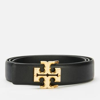 推荐Tory Burch Women's 1” Kira Logo Belt - Black/Gold商品