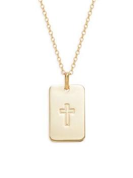 商品​14K Yellow Gold Cross Dog Chain Pendant Necklace图片