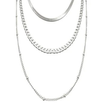 ADORNIA | 18-21" Adjustable Plated Triple Layered Chain Necklace 独家减免邮费