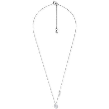 Michael Kors | Sterling Silver Cubic Zirconia Pear-Shape Halo Pendant Necklace, 16" + 2" extender商品图片,