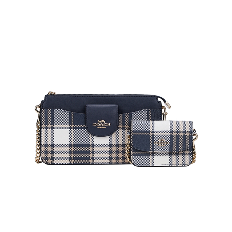 Vicenzo Leather链条包, Coach | COACH 奥莱款女士PVC配皮单肩斜挎链条子母包 C8682IMF23商品图片 包邮包税