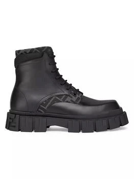Fendi | Logo-Jacquard Leather Combat Boots 独家减免邮费