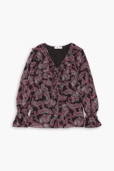 推荐Ruffled paisley-print georgette blouse商品