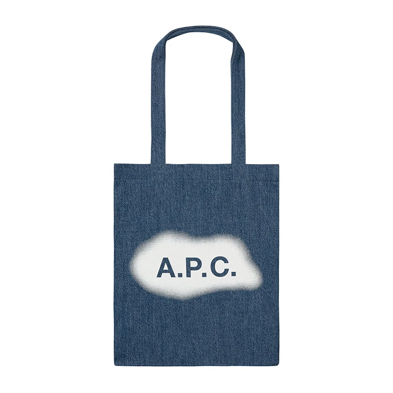 推荐A.P.C Lou系列男女通用水洗靛蓝色纯棉牛仔布手提包商品