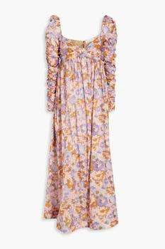 Zimmermann | Gathered floral-print cotton-gauze midi dress,商家THE OUTNET US,价格¥1126