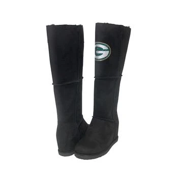 推荐Women's Black Green Bay Packers Suede Knee-High Boots商品