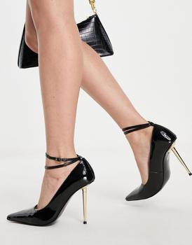 推荐ASOS DESIGN Photo high heeled shoes with metal heel in black商品