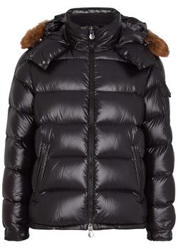 moncler maya, Moncler | Maya black fur-trimmed quilted shell jacket商品图片 