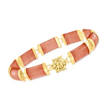 商品Ross-Simons | Ross-Simons Red Jade "Good Fortune" Bracelet in 14kt Yellow Gold,商家Premium Outlets,价格¥3571图片