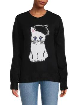 Karl Lagerfeld Paris | ​Fuzzy Choupette Motif Sweater商品图片,6.7折, 满$150享7.5折, 满折