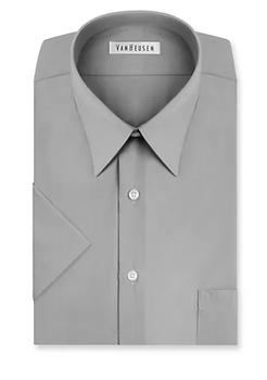 Van Heusen | Big & Tall Short Sleeve Wrinkle-Free Poplin Dress Shirt商品图片,2.4折