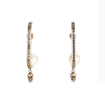 Alexander McQueen | 骷髅珍珠吊坠耳饰耳环【香港仓极速发货】商品图片,6.9折×额外6折, 额外六折