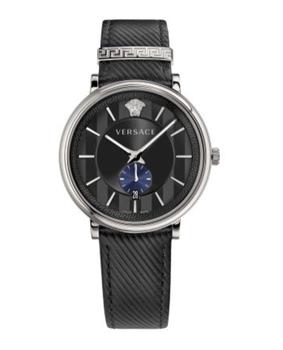 Versace | V-Circle Manifesto Edition Leather Watch商品图片,4.7折×额外9折, 独家减免邮费, 额外九折