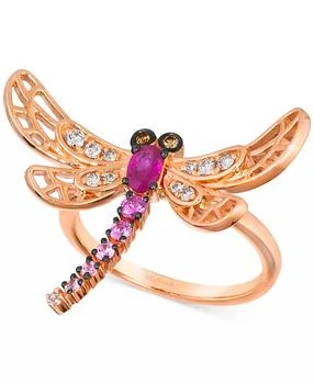 Le Vian | Multi-Gemstone (3/8 ct. t.w.) & Diamond (1/6 ct. t.w.) Dragonfly Ring in 14k Rose Gold,商家Macy's,价格¥8637