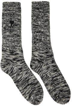 AMI | White & Black Ami de Cœur Socks商品图片,额外8.5折, 独家减免邮费, 额外八五折