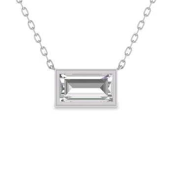 SSELECTS | Lab Grown 1/4 Carat Baguette Bezel Set Diamond Solitaire Pendant In 14k White Gold,商家Premium Outlets,价格¥4136