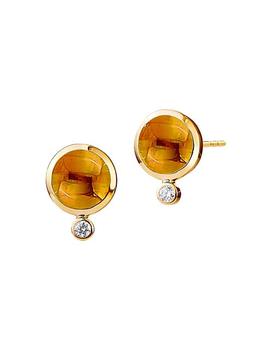 商品Syna | Candy 18K Yellow Gold, Citrine, & 0.05 TCW Diamond Stud Earrings,商家Saks Fifth Avenue,价格¥6886图片