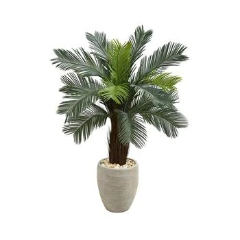 NEARLY NATURAL | 4.5' Cycas Artificial Tree in Oval Planter UV Resistant,商家Macy's,价格¥2261