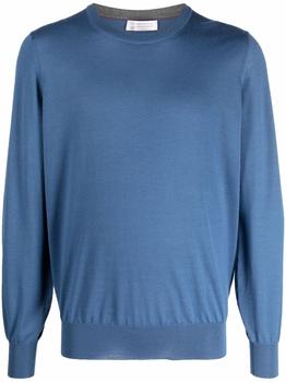 Brunello Cucinelli海淘, Brunello Cucinelli | Brunello Cucinelli Men's  Blue Wool Sweater商品图片 1.4折