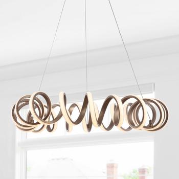 商品Cursive 24" Adjustable Spiral Integrated LED Metal Chandelier Ceiling Light图片