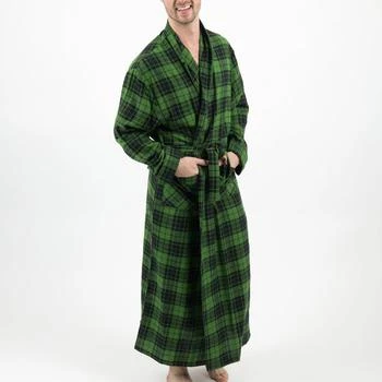 Leveret | Mens Black & Green Plaid Flannel Robe,商家Verishop,价格¥378
