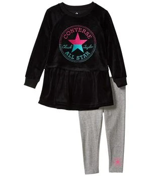 Converse | Ombré Chuck Patch Velour Peplum Dress & Leggings Two-Piece Set (Little Kids) 4折