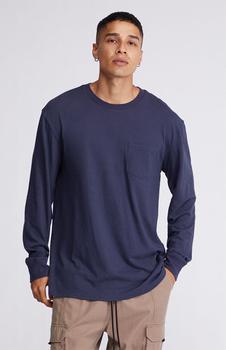 推荐Navy Solid Regular Long Sleeve T-Shirt商品