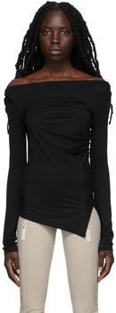 Helmut Lang | Black Ruched Long Sleeve T-Shirt商品图片,6.2折