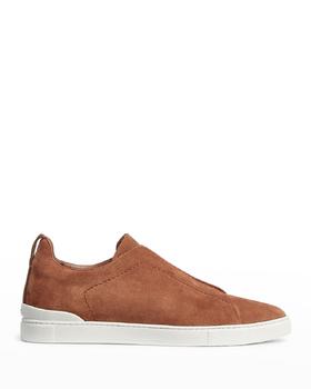 zegna鞋正品, Zegna | Men's Triple Stitch Suede Low-Top Sneakers商品图片 