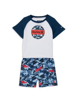 推荐Baby Boy’s 2-Piece Rashguard & Swim Shorts Set商品
