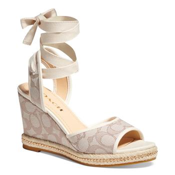 coach鞋, Coach | Women's Page Signature Ankle-Tie Wedge Sandals商品图片 