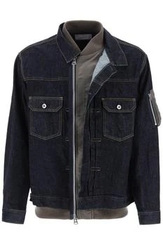 Sacai | Sacai Layered Effect Buttoned Denim Jacket,商家Cettire,价格¥7445