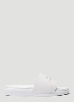 Alexander McQueen | Slider Logo Sandals in White商品图片,5折