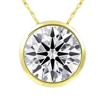 SSELECTS | 4 Carat Round Shape Lab Grown Diamond Solitaire Necklace In 14k Yellow Gold, Bezel Setting (g-h,vs2),商家Premium Outlets,价格¥33216