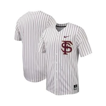 NIKE | Men's White, Garnet Florida State Seminoles Pinstripe Replica Full-Button Baseball Jersey,商家Macy's,价格¥855