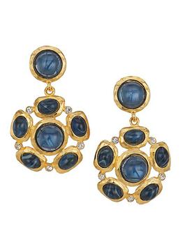 商品Goldplated Crystal & Faux Sapphire Drop Earrings图片