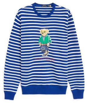 ralph lauren bear, Ralph Lauren | Polo Ralph Lauren Preppy Bear Crew Neck Stripes Sweatshirt Navy & Black商品图片 