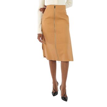 Burberry | Ladies Caramel Lambskin High-waisted Skirt商品图片,7折