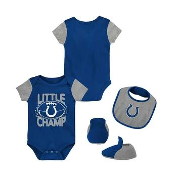 Outerstuff | Baby Boys and Girls Royal, Gray Indianapolis Colts Little Champ Three-Piece Bodysuit Bib and Booties Set,商家Macy's,价格¥224