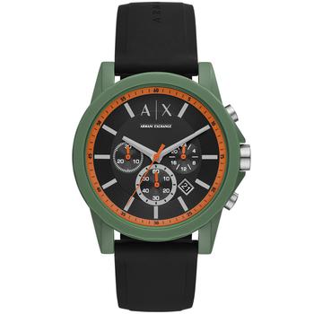 Armani Exchange | Men's Chronograph Black Silicone Strap Watch 44mm商品图片,7.5折