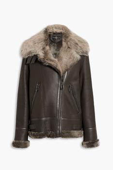 推荐Shearling-trimmed leather jacket商品